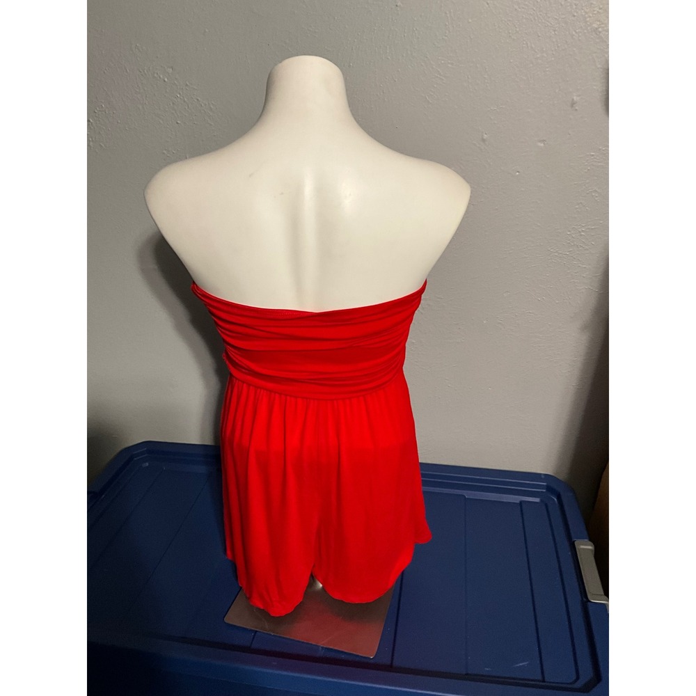 Red Strapless Tube Top Romper Summer Sunsuit Small 4-6 Sleeveless Casual - Picture 4 of 5